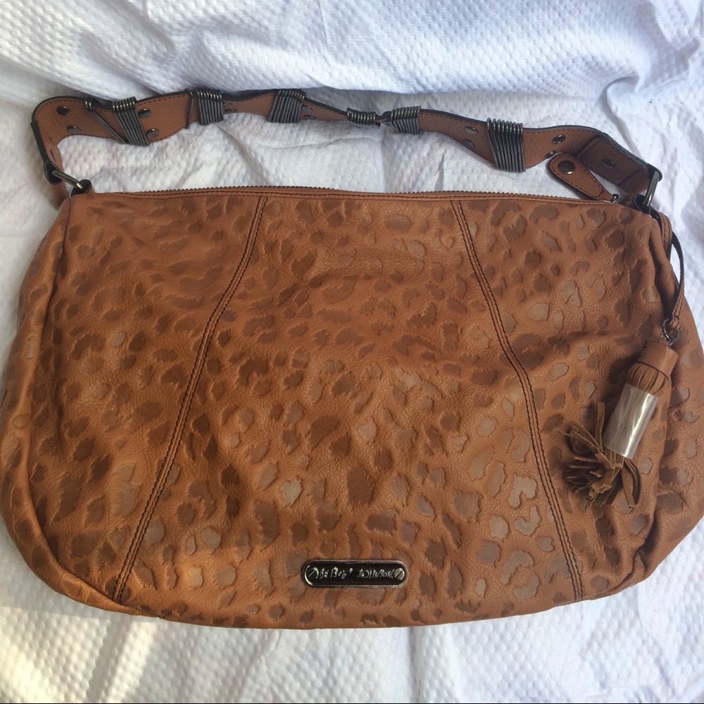 Leather cat print vintage Betsey Johnson Handbag